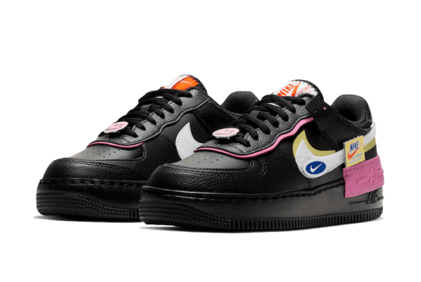 Nike Sko Air Force 1 Shadow Removable Patches Sort Lyserød